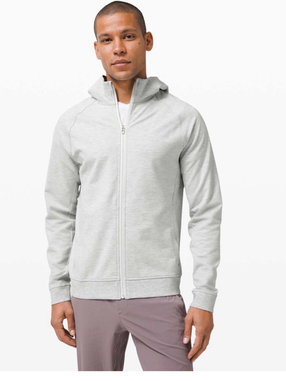 Lululemon City Sweat Hoodie, Large, Light Gray Full-Zip Hooded Sweatshirt